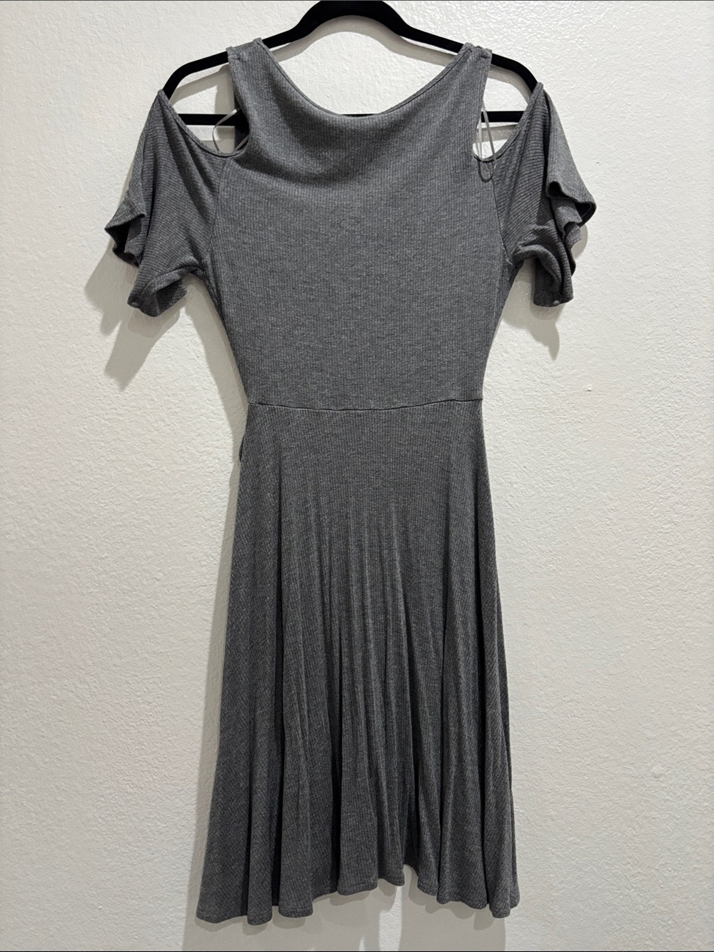 boutique Cold-Shoulder Dress in Gray - Picture 5 of 5